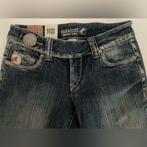 New Parasuco Stretch Jeans Women Low Rise Straight Leg Pant Denim Size 28x34